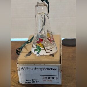 Weihnachtsglockchen Vintage Christmas Ornament Glass Bell Ice Skating Hockey